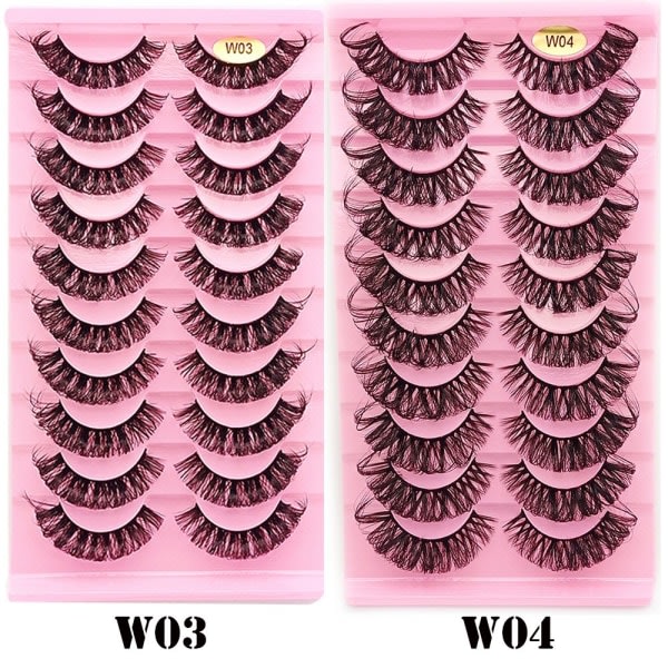 10 par Ryssland Volym DD Curl Faux Mink Lösögonfransar W03 W03