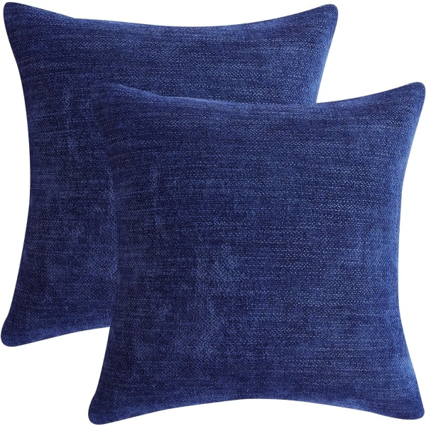 Fodral 18x18 tum, set med 2 marinblå örngott, soffa, vardagsrum, heminredning, fyrkantigt karaktäristiskt överdrag