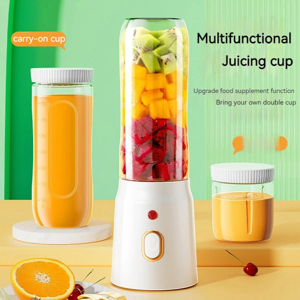 Bærbar trådløs blender elektrisk frugtjuicer maskine til orange isknusning 10 blade hjælpefødevare maskine 1500mA mixer White