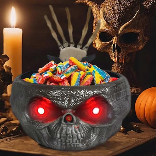 Halloween Dødningehoved Græskar Skål Græskar Slikskål Græskarfarve_tfrf