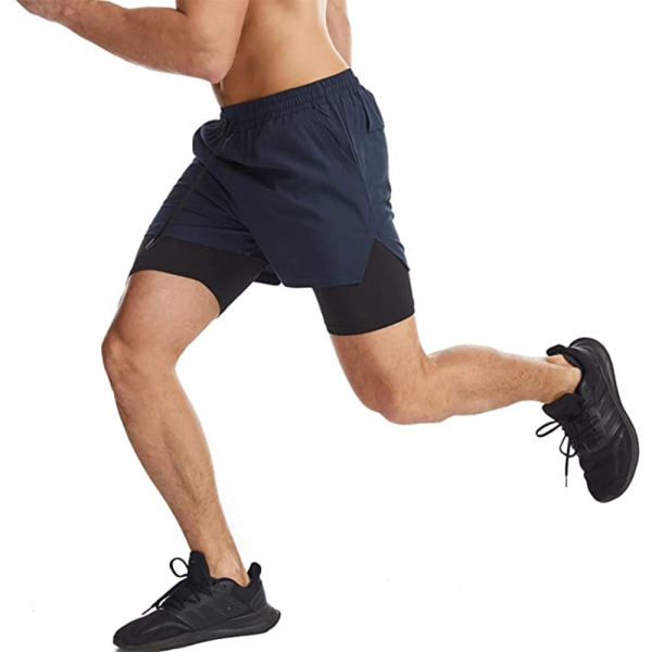 1 stk 2-i-1 treningsshorts for menn Lette, Cyan, L zdq
