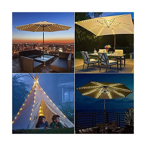 Paraplyvalot, 104 LED-lamppua, 8 tilaa