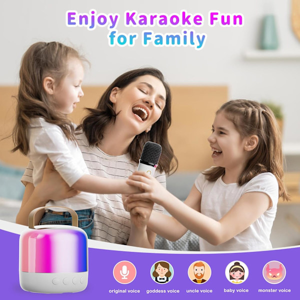 Mini Karaoke Maskin för Barn & Vuxna: 2MIC Bärbar Bluetooth Högtalare med Trådlös Mikrofon - Karaoke för Flickor 4-11 År
