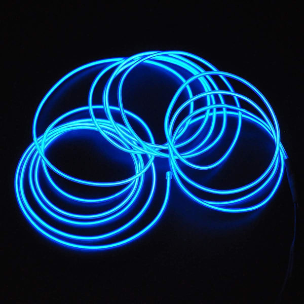 Juldekoration - Bärbar EL-tråd, Neon-repljus med batteri, Glödande Strobing Blinkande Elektroluminescerande Kabel - Blå (3M) CDQ