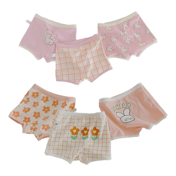 CDQ 6-pack flickor mjuka platta kalsonger - höjd 105-115cm rosa+orange