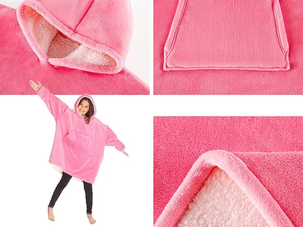Oversized hettegenser med hette - Filt_tfrf Rosa pink