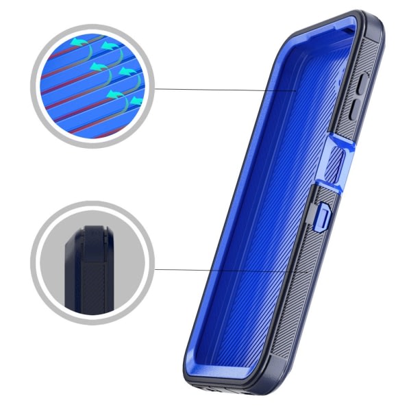 TASHHAR Samsung Galaxy A14 5G case med skärmskydd Militärklass Heavy Duty Protection 3 i 1 Stötsäker rustning Robust Hållbar för galer mörkblå