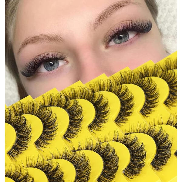 Russiske Strip Lashes D Curl Naturlig Look Faux Mink Fransar