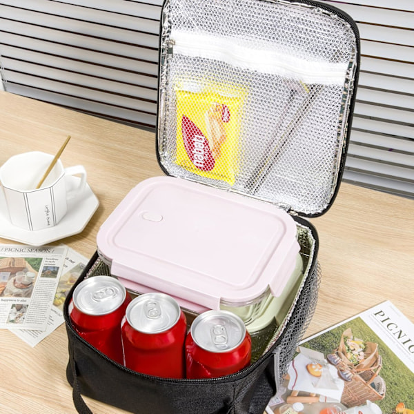 Madkasse til Kvinder Frokosttasker til Kvinder Madkasse Frokosttaske Isoleret Frokosttaske Madkasse Madkasser (Sort) Black