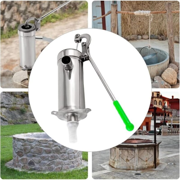Rostfri handvattenpump - Handpump - Manuell vattenpump för grundvatten upp till 10 m djup