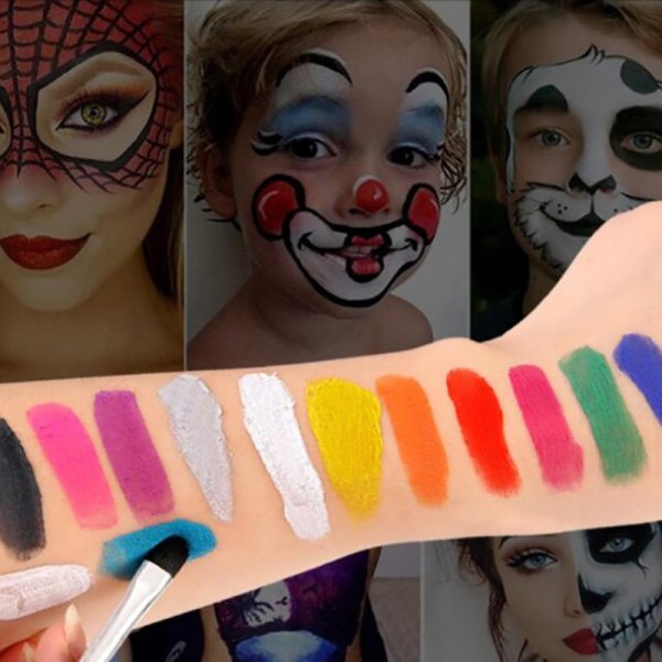 15 farger ansikte kroppsmålning Make Up Tool Set Halloween
