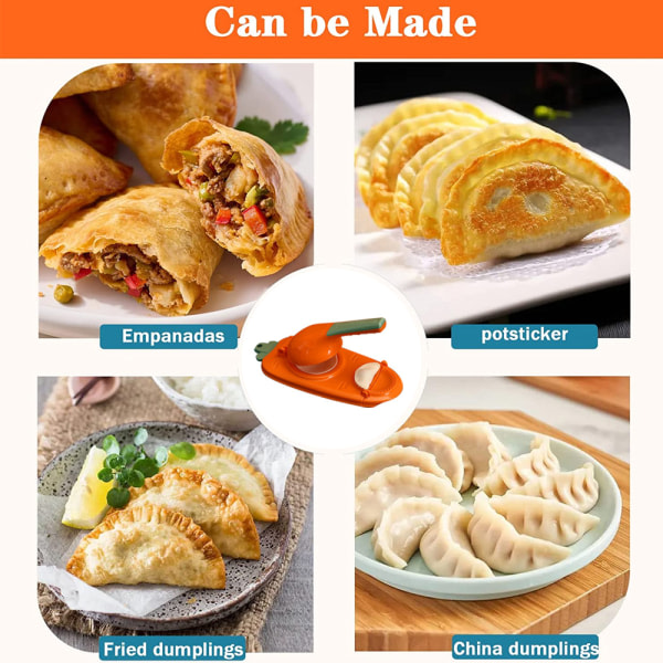 2 i 1 dumplingsmaskin, nytt verktyg för att tillverka dumpling i köket, orange