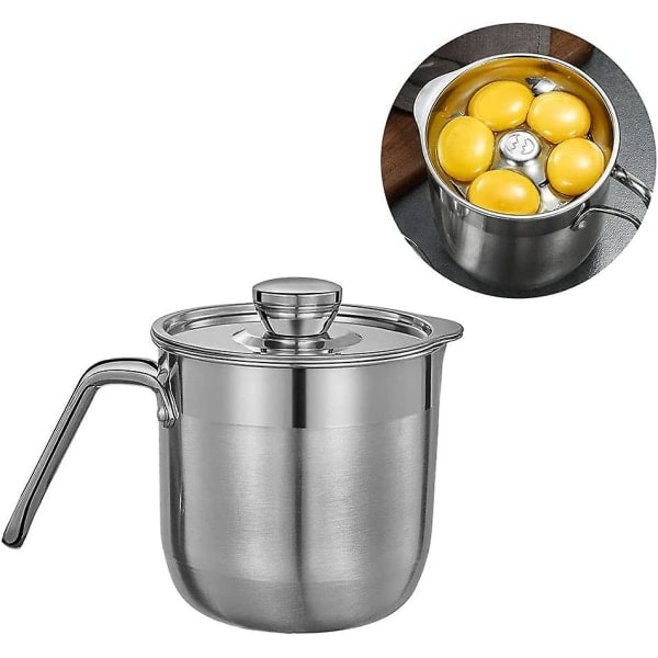Eggeskiller i rustfritt stål med lokk for matlaging og baking, stor kapasitet (1 sett, sølv) zdq