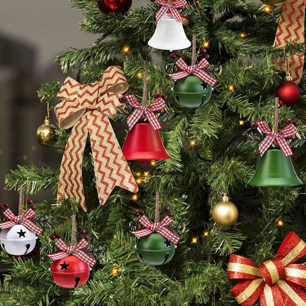 Christmas Bells Ornaments Christmas Jingle Bells Hantverksklockor Juljubileumsklockor med Holly Berry For julgransdekorationsvinduer (1st, röd) zdq
