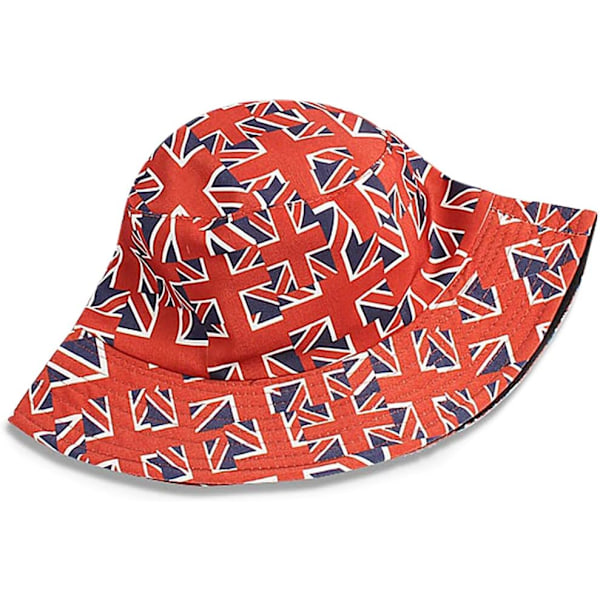 Söt bucket hat strandfiskarhattar för kvinnor, vändbar dubbelsidig användning Union jack Small