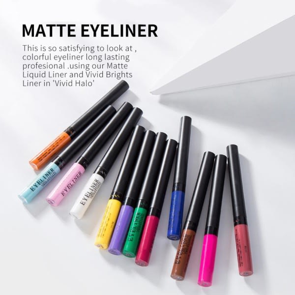 12 stk fargerik flytende eyeliner matt holdbar vanntett