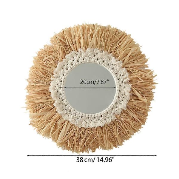 Vävd Bomullsrepspegel Vägg Boho Rotting Sminkspegel Dressing Hängande Speglar Vardagsrum Sovrum Badrum Dekoration_tfrf