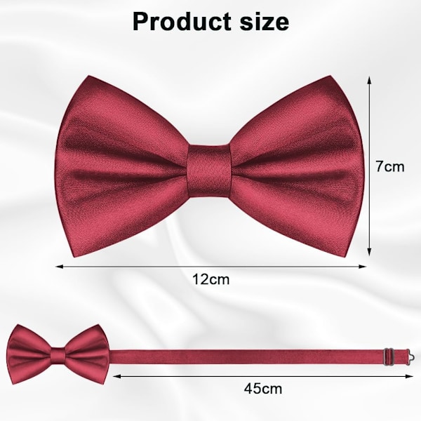 Slipsar för män, klassisk enfärgad slips för män, satängslips, justerbar formell slips för fest, bröllop maroon red