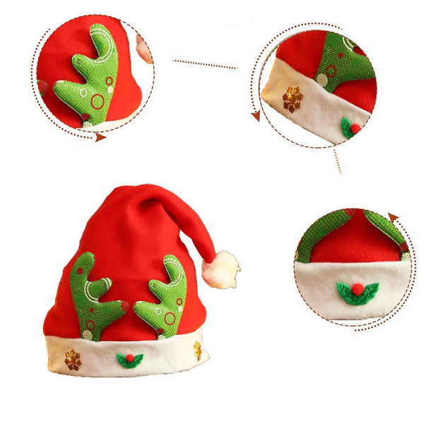CDQ Piece Christmas Hat - Julhatt for voksne och barn (grønt horn + tegnet älg)