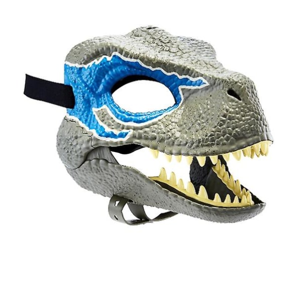 CDQ Dinosauriemask med öppningskäke, ögon- och näsöppningar och säker rem blå