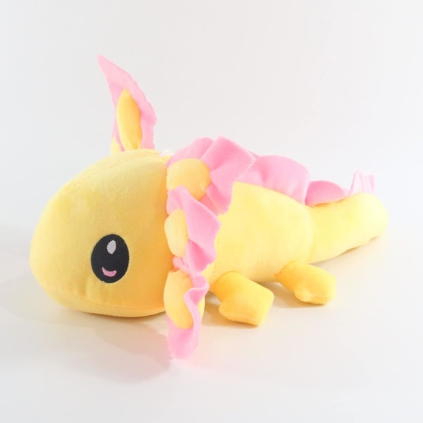 Kawaii Axolotl Plyschkudde Mjukt Gosedjur Rosa Gul Axolotl Hexagonal Dinosaurie Plyschleksaker Docka Heminredning 13,7 tum (Gul)