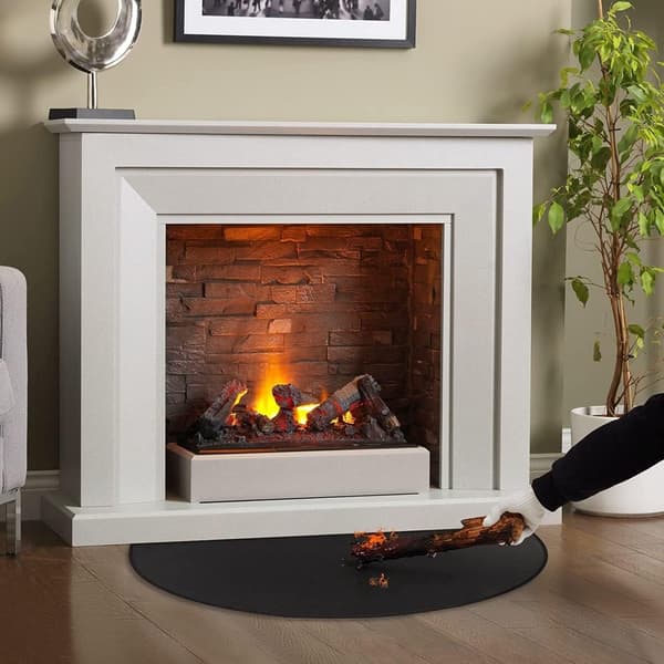 122 - 76 - cm - Fireplace - Mats - Fireproof - Mats - Fireproof - Mat - Grill - Floor - Mat - Floor - Protection - Black - Fire Pit - Mat