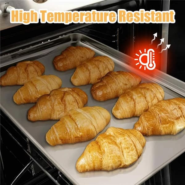 2-delt bageplade i rustfrit stål, varmebestandig op til 230°C, til bagning, stegning, grillning og servering, 26,5 x 20,5 x 1,2 cm