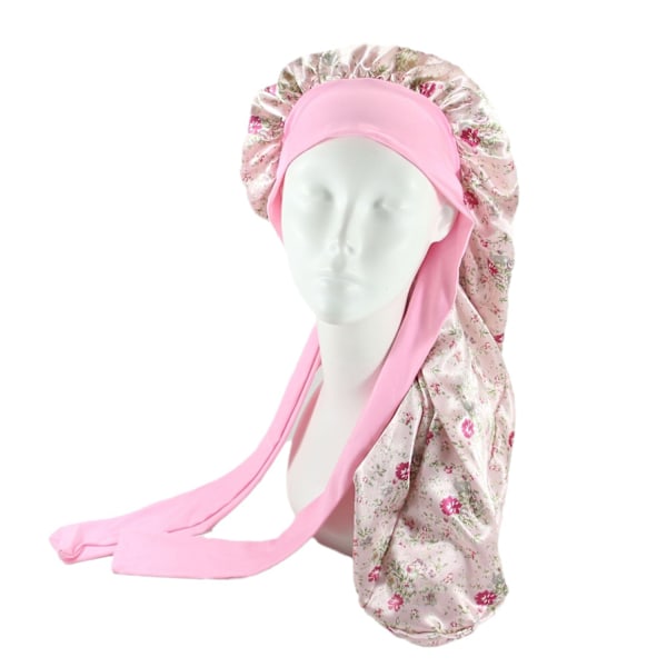 Pitkä satiini punottu hattu naisille silkkihattu nukkumiseen yöhattu kukka flower