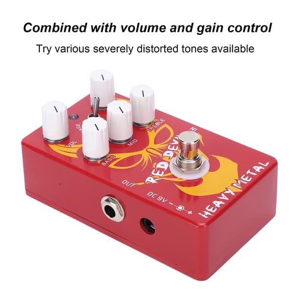 Distortion guitarpedal Rød Djævel Heavy Metal Tone Effekt Elektrisk Processor 9V DC
