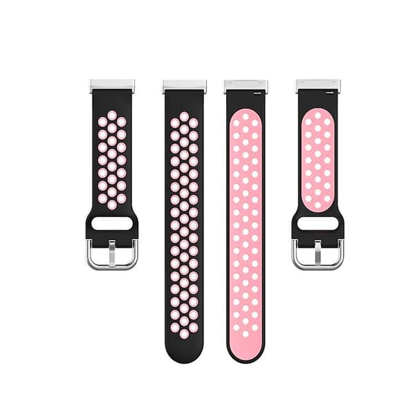 Til Fitbit Versa 4 / Sense 2 Dual Colour Silikone Urrem Black Pink