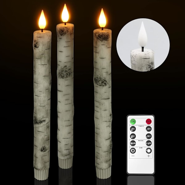 3 kpl Koivun kuori LED-kartiovaloja, paristokäyttöisiä joulukoristeisiin Björk - 3 st Björk - 3 st