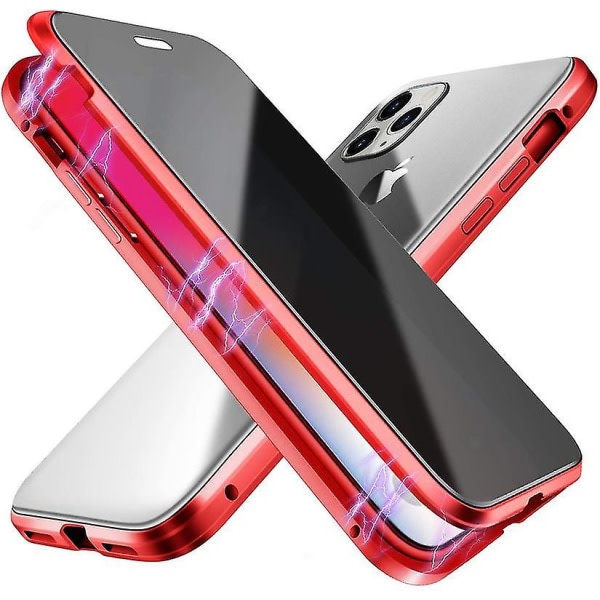 For Iphone 11 Anti-peep Magnetic 306 dubbelsidig Privacy Screen Protector, Transparent Back Metal Bumper Telefon taske (svart)( Färg Röd) null ingen