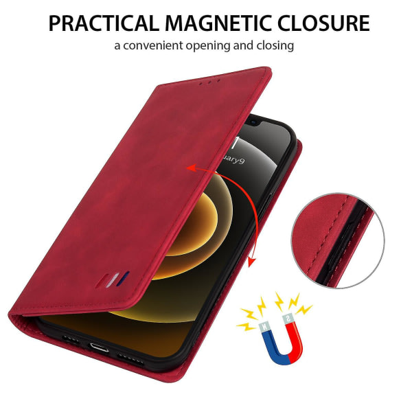 Yhteensopiva Iphone 11 Pro Case Magnetstängning Plånbok Bok Flip Folio Stand View Läderfodral Cover - Röd null none