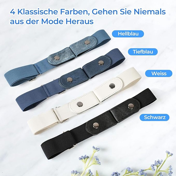 Spännlöst Bälte - 4 Delar Spännefritt & Elastiskt Bälte för Kvinnor & Män - Elastiskt Bälte - Elastiskt Bälte Utan Spänne - 3cm Brett ...