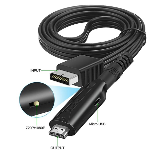 Wiistar for PS2 till HDMI-kompatibel Audio Video Converter Adapter Black ei mitään