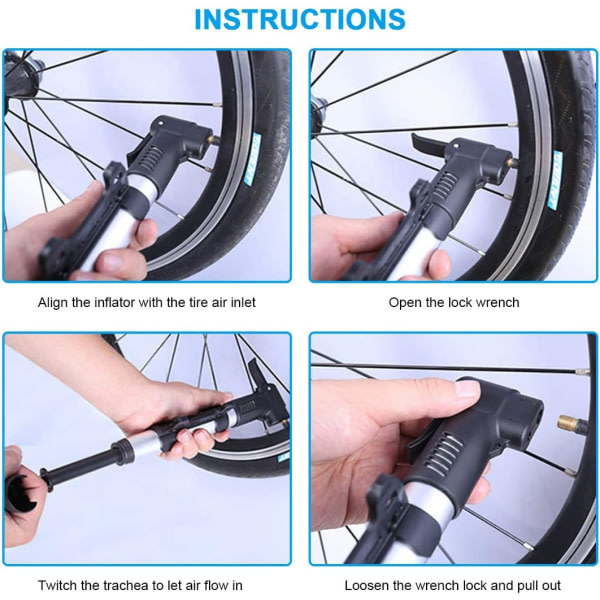 Minicykelpumpe, bärbar cykelpumpe & limløs punkteringsreparation
