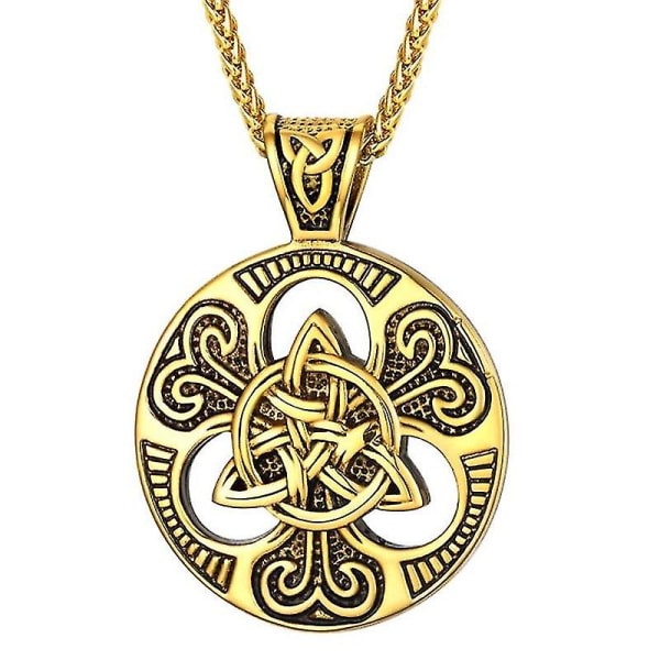 Ny Retro Nordic Viking Celtic Knot Symbol Hänge Män S Halsband Amulett Smycken Lahja AL4132-Hopea