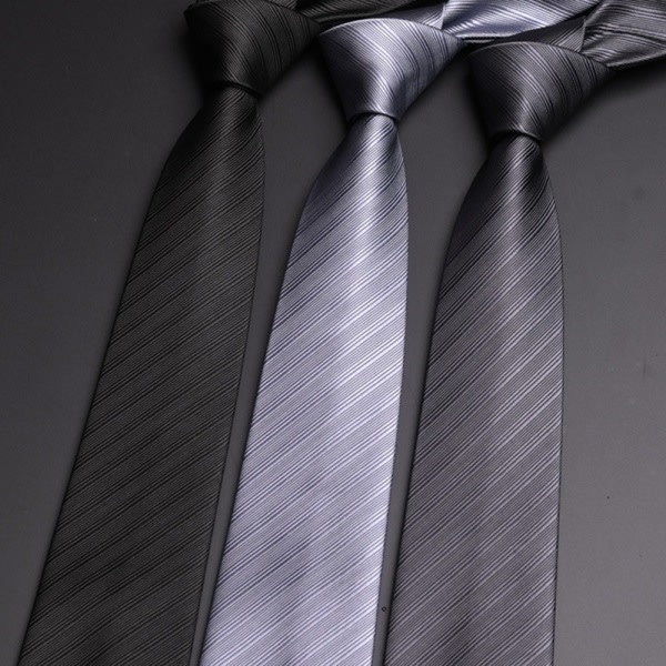 Br?llopsslipsar f?r m?n - 3-delad randig rutig slipsupps?ttning Black