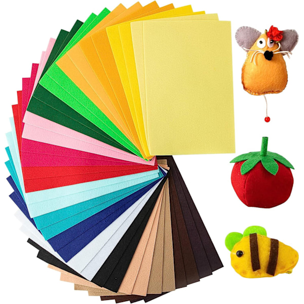 40 stk 6x6\" Filtstykker i Assorterte Farger, DIY Håndverk Polyester Filtstoff for Kunst & Syarbeid
