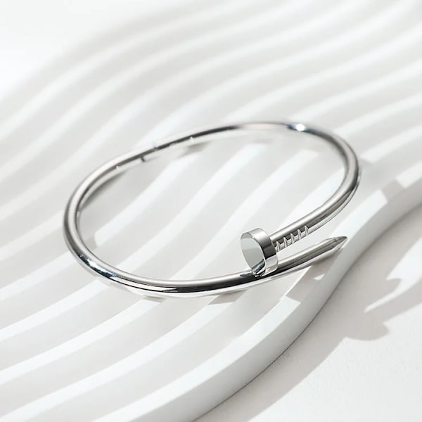 Armbånd i rustfritt stål, gull og sølv, solid metallisk mansjett, ny design, neglmodell, kvinner, tenåringer, jenter, armbånd, smykker (YSJ) Gold