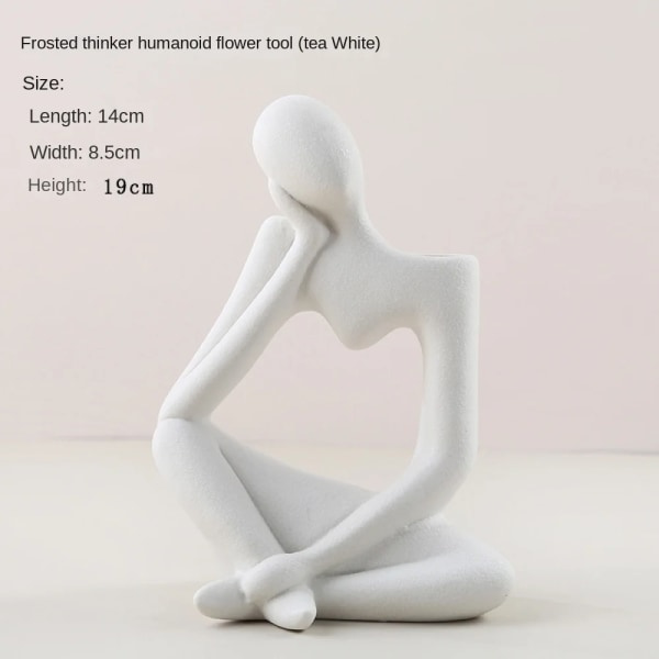 Keramikkvase, Thinker Vase Staty, Abstrakt figur Blomsterpotter Dekorative, Gave bordvase, Moderne kunst Vase, Abstraksjon Blomster Vase, Nordisk Thi 3