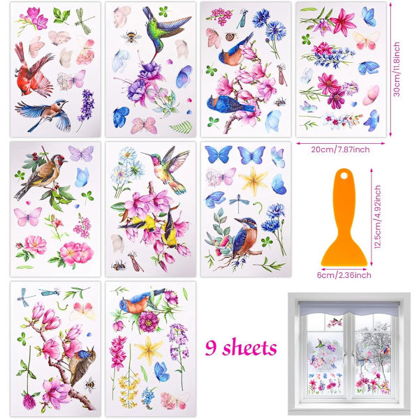 Window Stickers - Static - Home Decor - Kitchen Window Stickers - Self-Adhesive - Bird Window Stickers