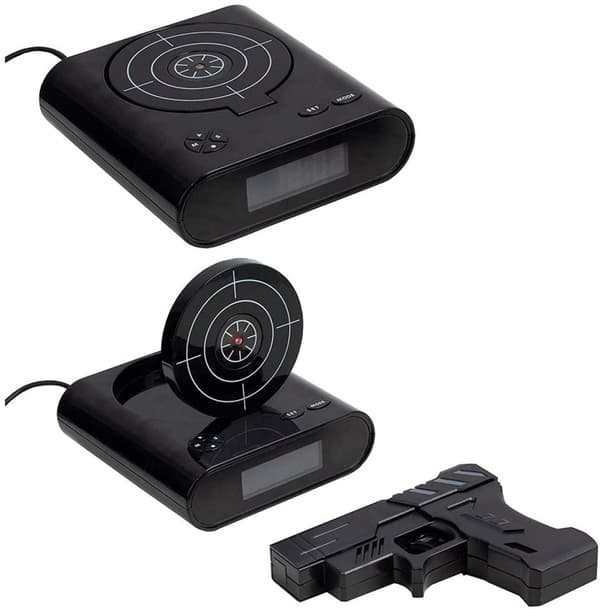Alarm Clock, Gun Shooting Alarm, 12 Hour Digital Display