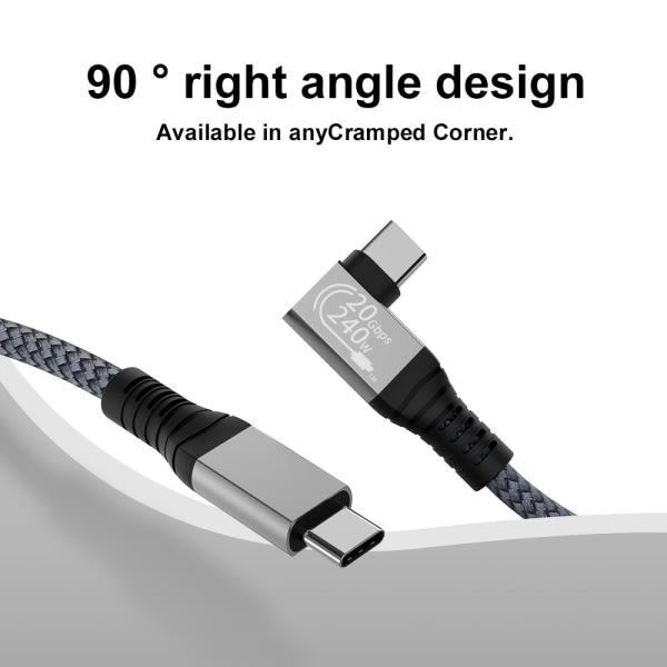 CDQ 240W 90 graders rätvinkligt huvud GEN 2- USB 3.2-kabel USB-C hane Flerfärgad 1 mCDQ