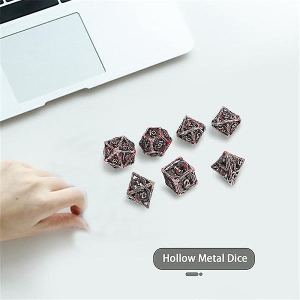 Set ihåliga metall polyedriska tärningar kompatibla Mtg Pathfinder brädspel Som visas i färg ingen