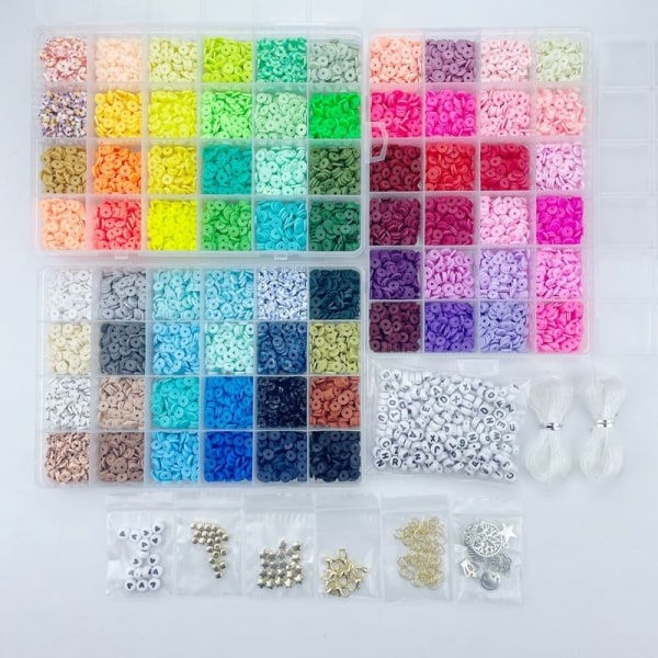 DIY-polymeerkleipärlset, platte ronde polymeerkleipärls voor sieraden maken zoals op de foto