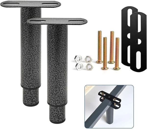 Adjustable Bed Legs 2 pcs - 18-33 cm - Grey Iron - Extendable - For Bed Base, Wardrobe, Sofa - Stabilizes Furniture