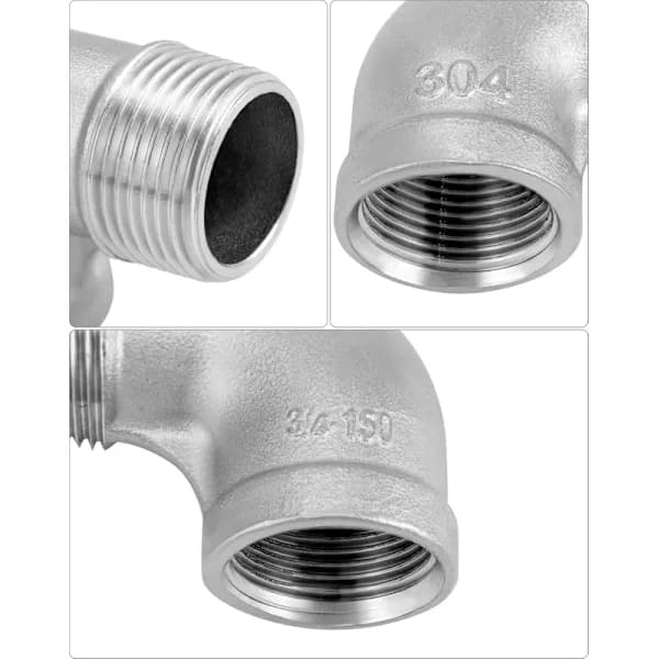 3/4\" Rustfri Rørfittings 4-pak, 90° Vinkel, NPT Han- & Hunggevind