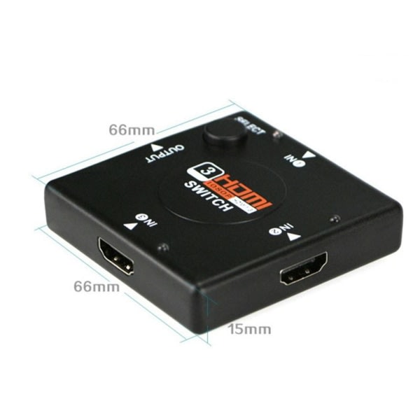 3 port til 1 port 1080P HDMI switch