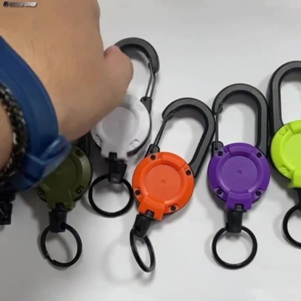 2-pack Kraftig Nyckelring Infällbar Karbinhake Bilnyckelring med Brickhållare lila-2-pack purple-2 pack